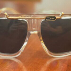 Cazal Style 8018 Sunglasses Clear and Gold Frames & Grey lenses